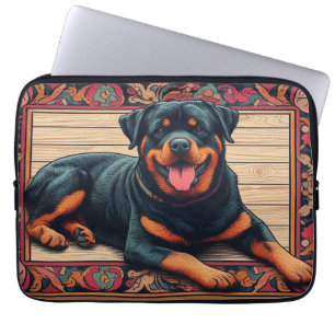 Rottweiler Dog 3D Stylish Colorful Border Laptop Sleeve