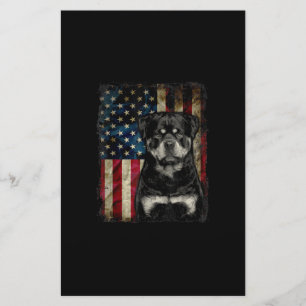 rottweiler dog 4th of july american flag patriotic stationery