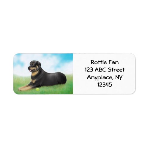 Rottweiler Dog and His Ball Label
