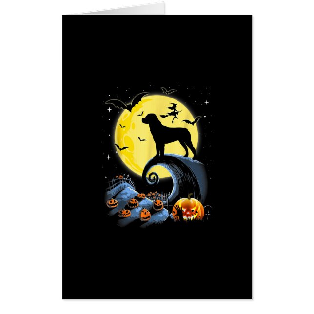 rottweiler dog and moon funny halloween costume card (Front)