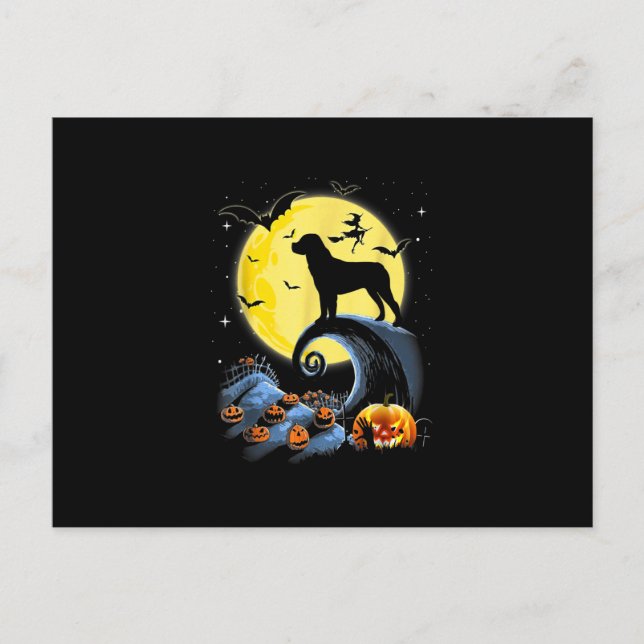 rottweiler dog and moon funny halloween costume holiday postcard (Front)