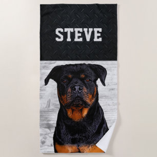 Rottweiler Dog Animal Name Cool Rugged Puppy Beach Towel