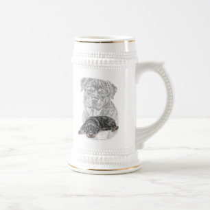 Rottweiler Dog Art Beer Stein