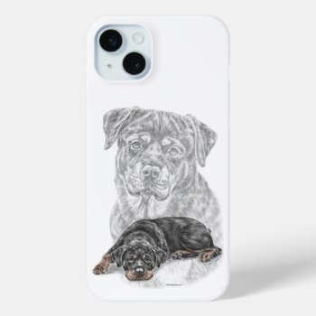 Rottweiler Dog Art Iphone 15 Plus Case by KelliSwan at Zazzle