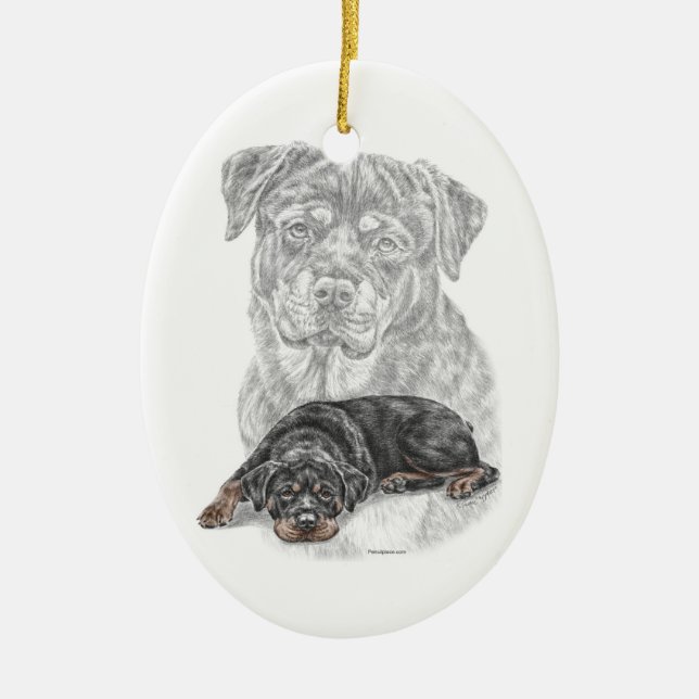Rottweiler Dog Art Ceramic Ornament (Front)