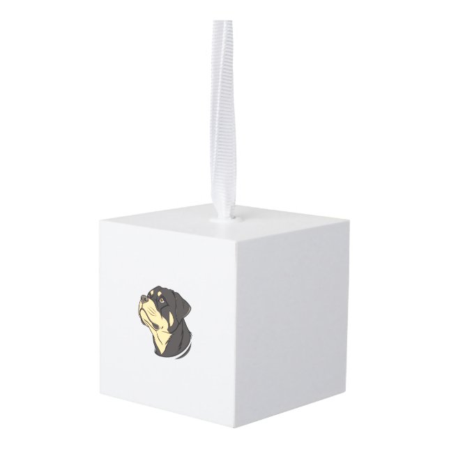 Rottweiler Dog Art Cube Ornament (Back Angled)