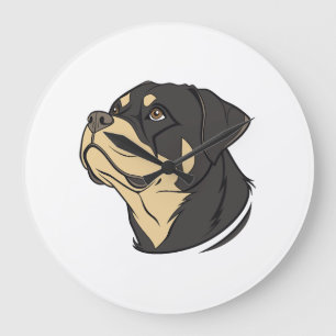 Rottweiler Dog Art Large Clock
