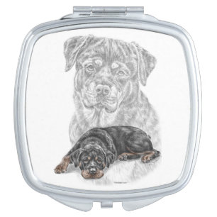 Rottweiler Dog Art Makeup Mirror