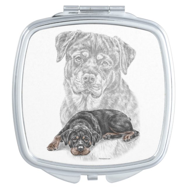 Rottweiler Dog Art Makeup Mirror (Front)