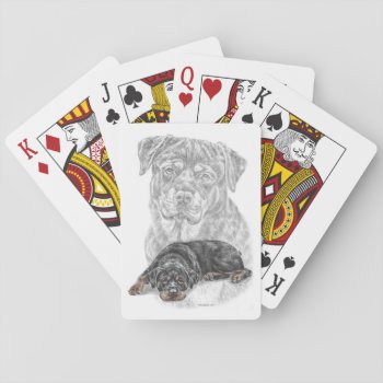 Rottweiler Dog Art Playing Cards by KelliSwan at Zazzle