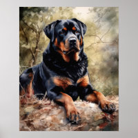Rottweiler Dog Art Print Poster