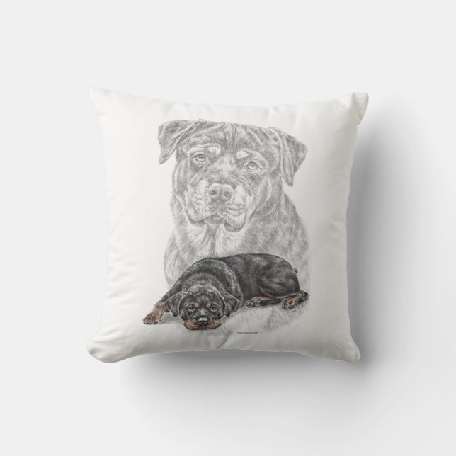 Rottweiler Dog Art Throw Pillow (Front)