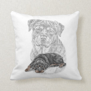 Rottweiler Dog Art Throw Pillow