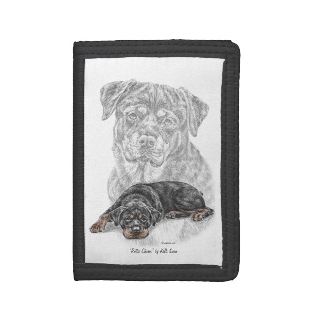 Rottweiler Dog Art Tri-fold Wallet (Front Vertical)