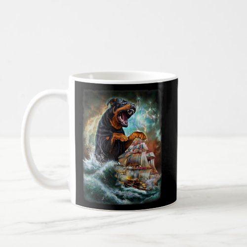 Rottweiler Dog As Kraken Attack A War Ship At High Coffee Mug