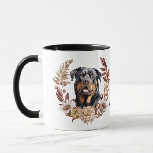 Rottweiler Dog Autumn Wreath Mug