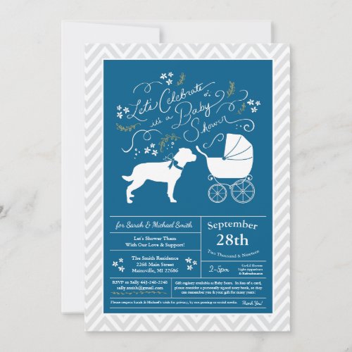 Rottweiler Dog Baby Shower Blue Boy Rottie Invitation