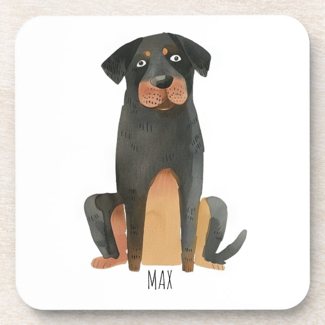 Rottweiler Dog Beverage Coaster (Front)