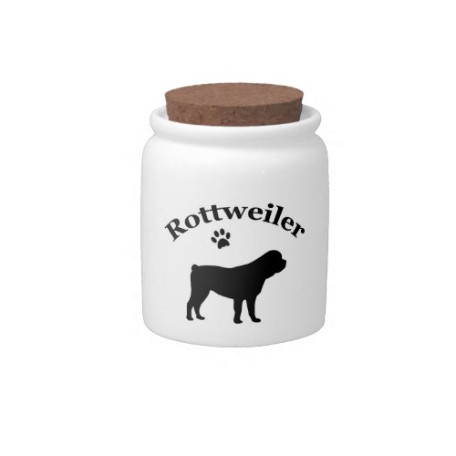 Rottweiler dog black silhouette cookie candy jar