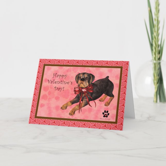 Rottweiler Dog Blank Valentine's Day Card (Front)