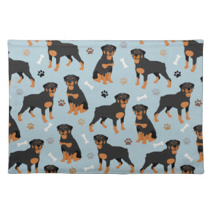 Rottweiler Dog Bones and Paws Cloth Placemat
