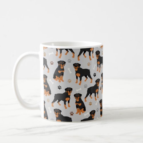 Rottweiler Dog Bones and Paws Coffee Mug