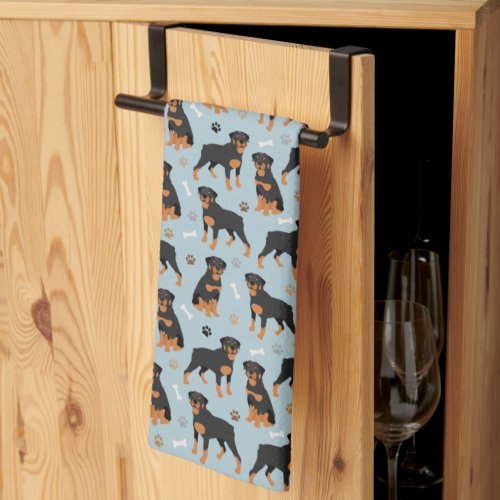 Rottweiler Dog Bones and Paws Kitchen Towel