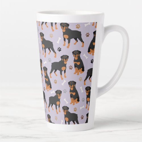 Rottweiler Dog Bones and Paws Latte Mug