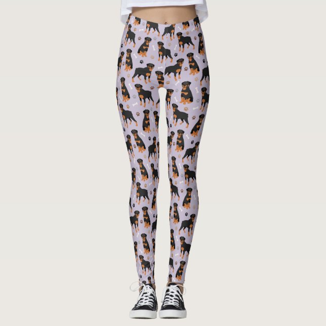 Rottweiler Dog Bones and Paws Leggings (Front)