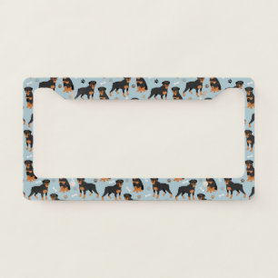 Rottweiler Dog Bones and Paws License Plate Frame