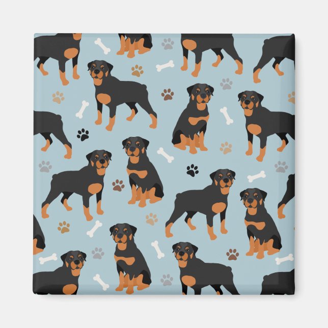 Rottweiler Dog Bones and Paws Magnet (Front)