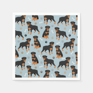 Rottweiler Dog Bones and Paws Napkins