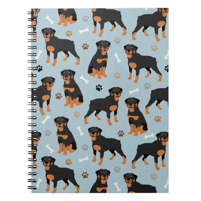Rottweiler Dog Bones and Paws Notebook (Front)