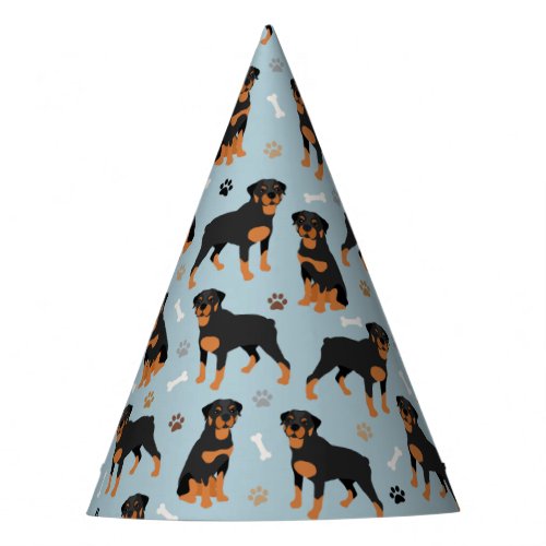Rottweiler Dog Bones and Paws Party Hat