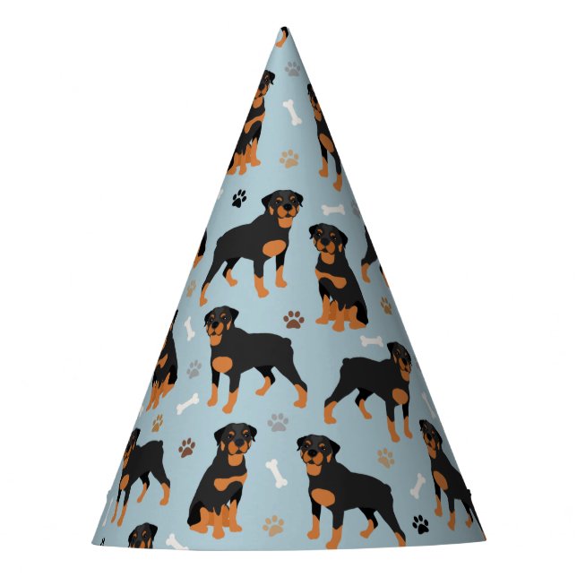 Rottweiler Dog Bones and Paws Party Hat (Front)
