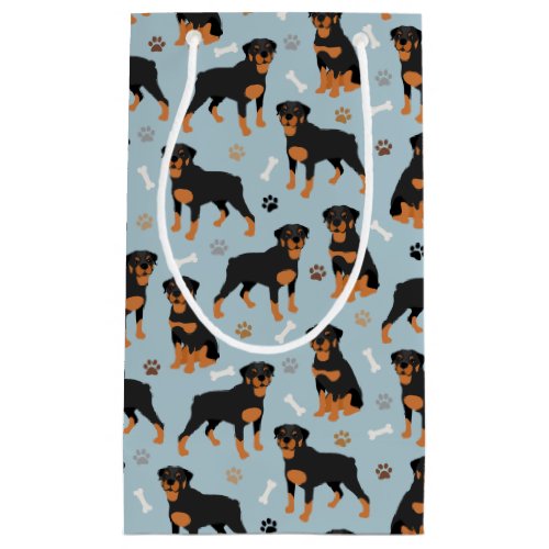 Rottweiler Dog Bones and Paws Small Gift Bag