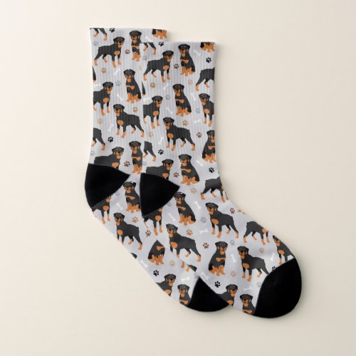 Rottweiler Dog Bones and Paws Socks