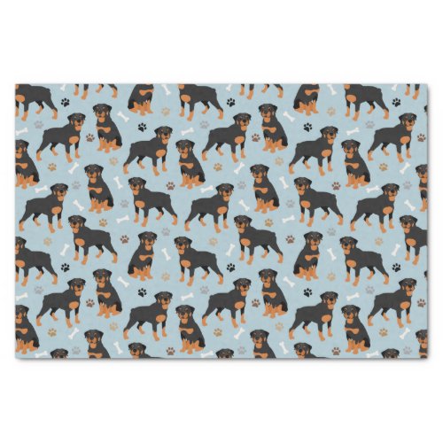 Rottweiler Dog Bones and Paws Tissue Paper