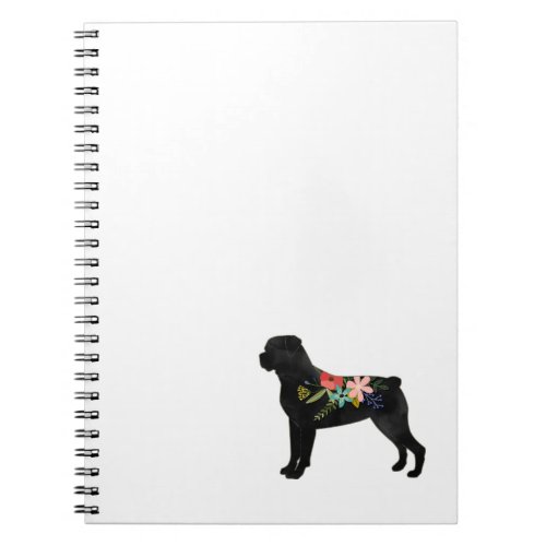 Rottweiler Dog Breed  Boho Floral Silhouette Notebook