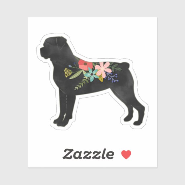 Rottweiler Dog Breed  Boho Floral Silhouette Sticker (Sheet)