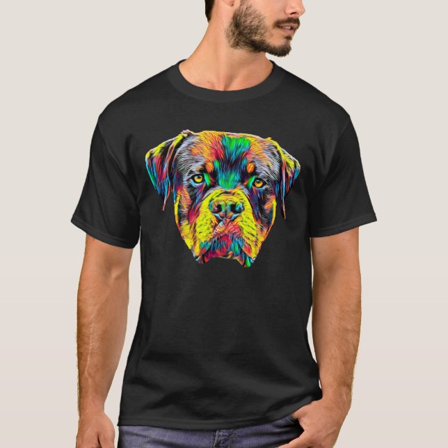 Rottweiler Dog Breed Head Pet Portrait T-Shirt (Front)
