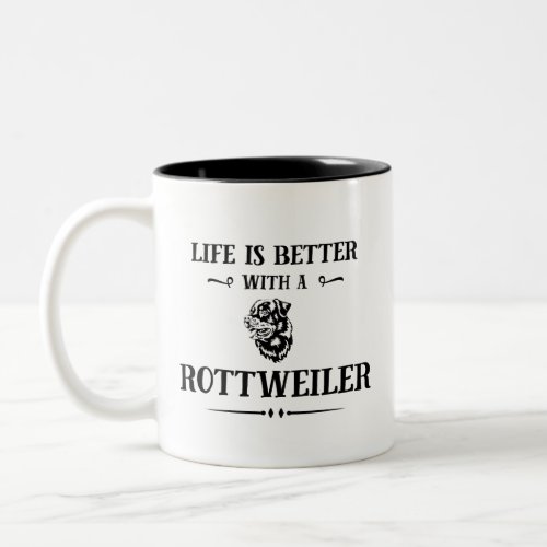Rottweiler Dog Breed Life is Better with Two_Tone Coffee Mug