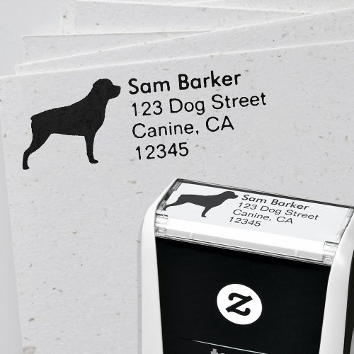 Rottweiler Dog Breed Silhouette Return Address Self_inking Stamp