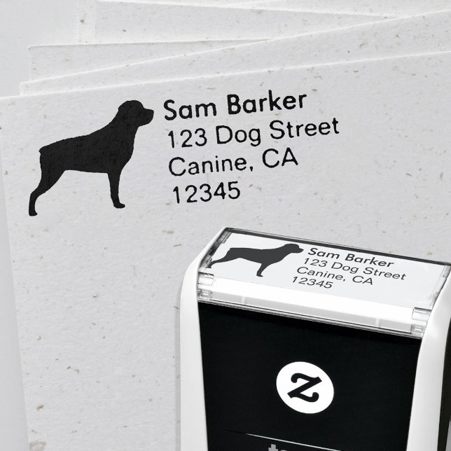 Rottweiler Dog Breed Silhouette Return Address Self-inking Stamp (Creator Uploaded)