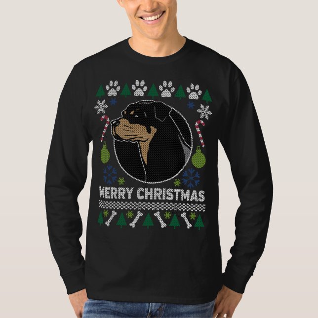 Rottweiler Dog Breed Ugly Christmas Sweater (Front)