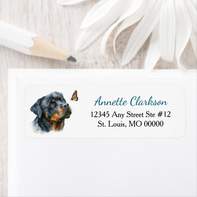 Rottweiler Dog Butterfly Wonder Label (Insitu)