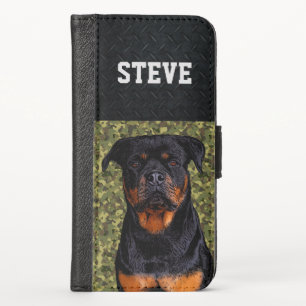 Rottweiler Dog Camo Animal Name Cool Rugged Puppy iPhone X Wallet Case
