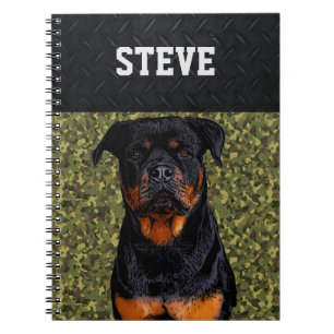 Rottweiler Dog Camo Animal Name Cool Rugged Puppy Notebook
