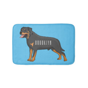 Rottweiler dog cartoon bath mat