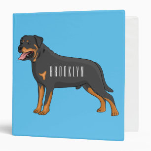 Rottweiler dog cartoon illustration 3 ring binder